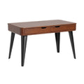 **Moderne houten bureau met lades en zwart metalen poten**