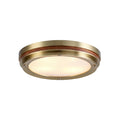**Plafonnier rond en laiton avec accents en bois**